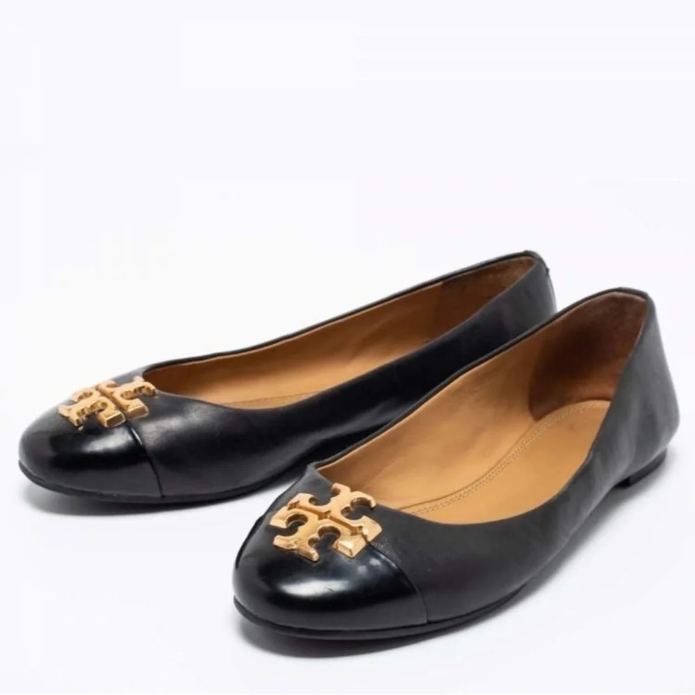 NWOB Tory Burch Black Leather and Patent Leather Jolie Ballet Flats Size 6